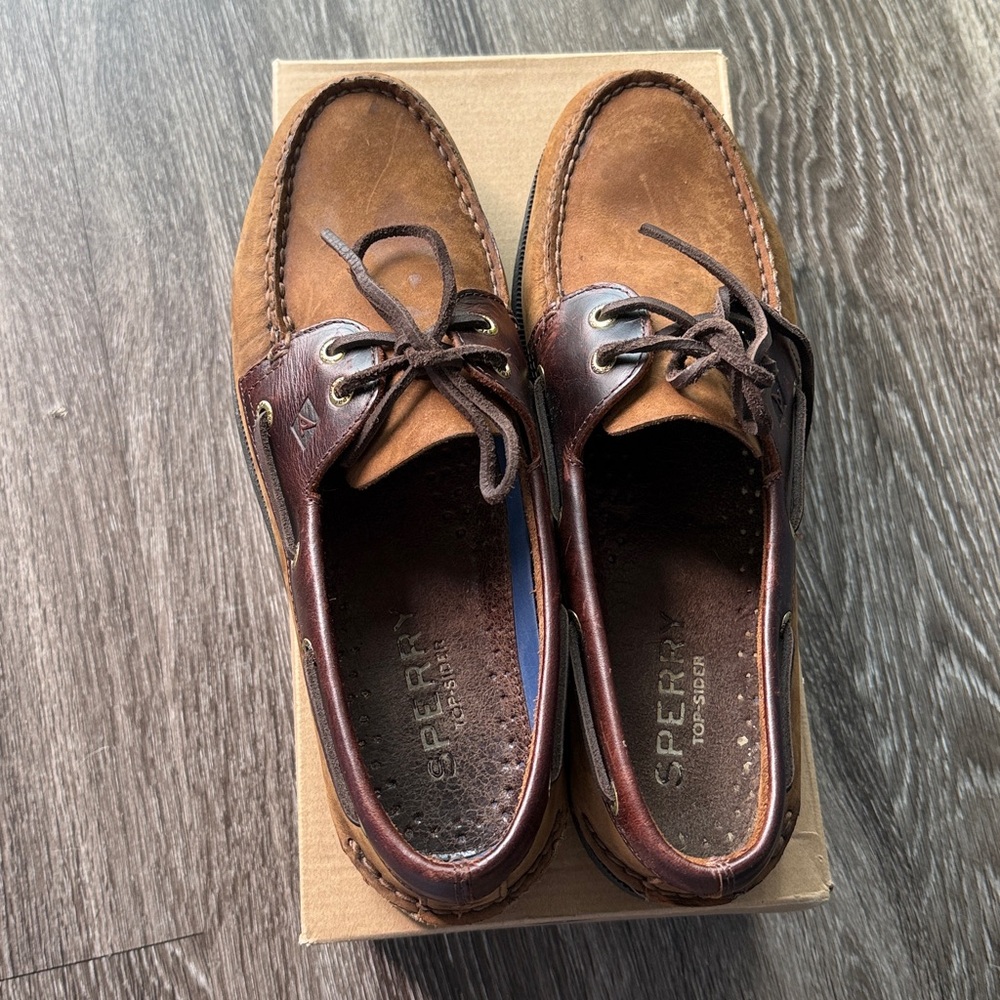 Sperry Tan Leather Boat Shoes - Picture 3 of 4